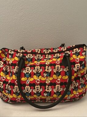 Disney Red Mickey Pattern Tote with Black Handles